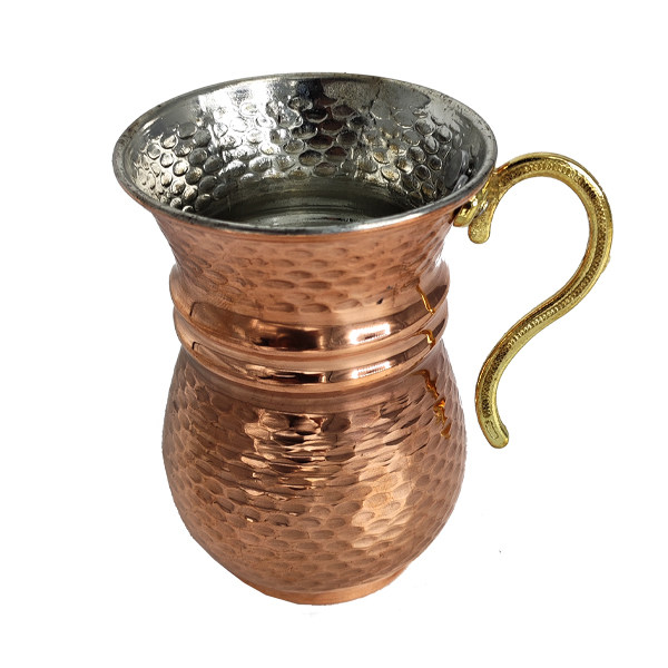 Persian Copper Cup - Handcrafted with Handle for Cold Drinks - Hammered Dana