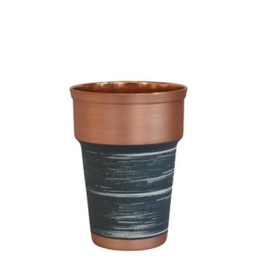 Persian Copper Cup – Handcrafted with Handle for Cold Drinks – Hammered Gray
