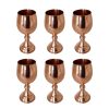 Set of 6 Handcrafted Persian Copper Wine Glass Stemware - Hammered Model Ayne