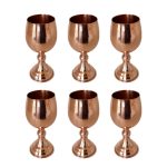Set of 6 Handcrafted Persian Copper Wine Glass Stemware - Hammered Model Ayne