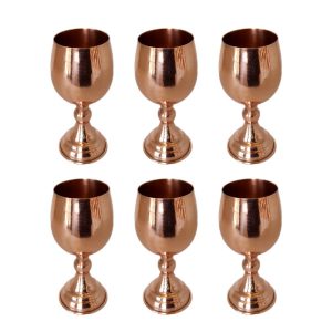Set of 6 Handcrafted Persian Copper Wine Glass Stemware – Hammered Model Ayne