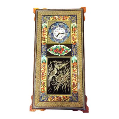 Handcrafted Persian Wooden Wall Clock – Khatam Marquetry Art, Faran