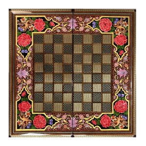 Persian Khatamkari Chess Game Board Flower Design