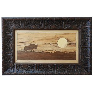 Persian Moaragh Kari Wall Art Marquetry Model Buffalo