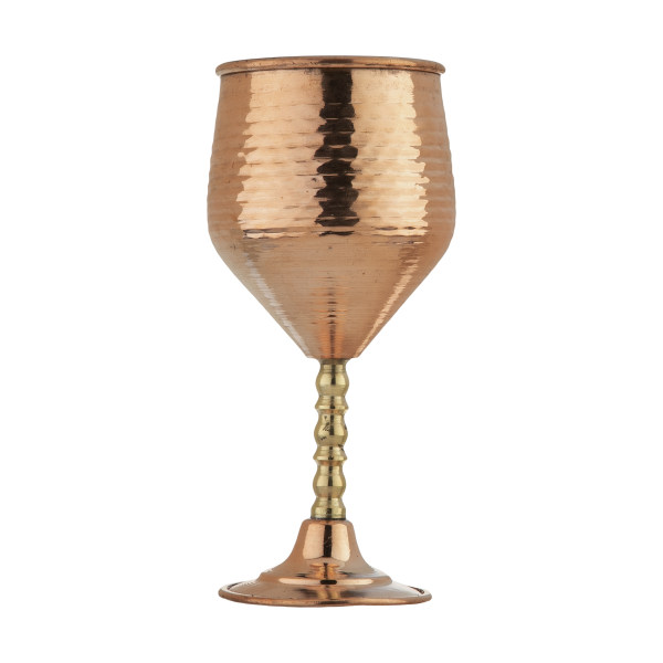 Handcrafted Persian Copper Wine Glass Stemware - Hammered Model Cara