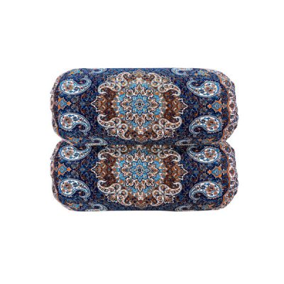 Traditional Persian Cylindrical Bolster Pillow with Elegant Termeh Fabric Blue