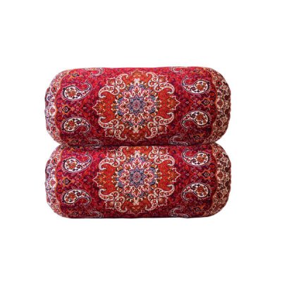 Traditional Persian Cylindrical Bolster Pillow with Elegant Termeh Fabric Afshari