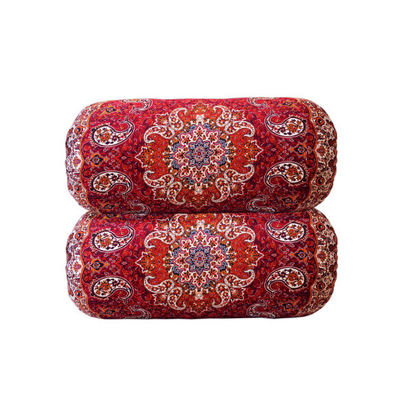 Traditional Persian Cylindrical Bolster Pillow with Elegant Termeh Fabric Afshari