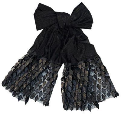 Solid Black Silk Shawl Model Majlesi