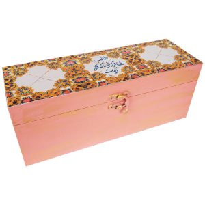 Wooden Box for Gift Giving with Persian Inspired Pattern Pink