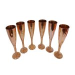 Set of 6 Handcrafted Persian Copper Wine Glass Stemware - Hammered