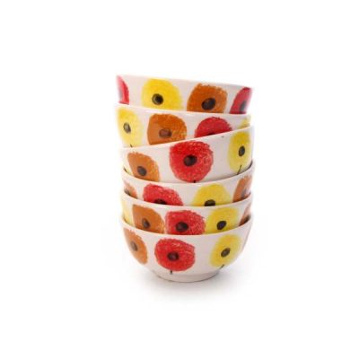 Set of 6 Handmade Decorative White Pottery Bowls