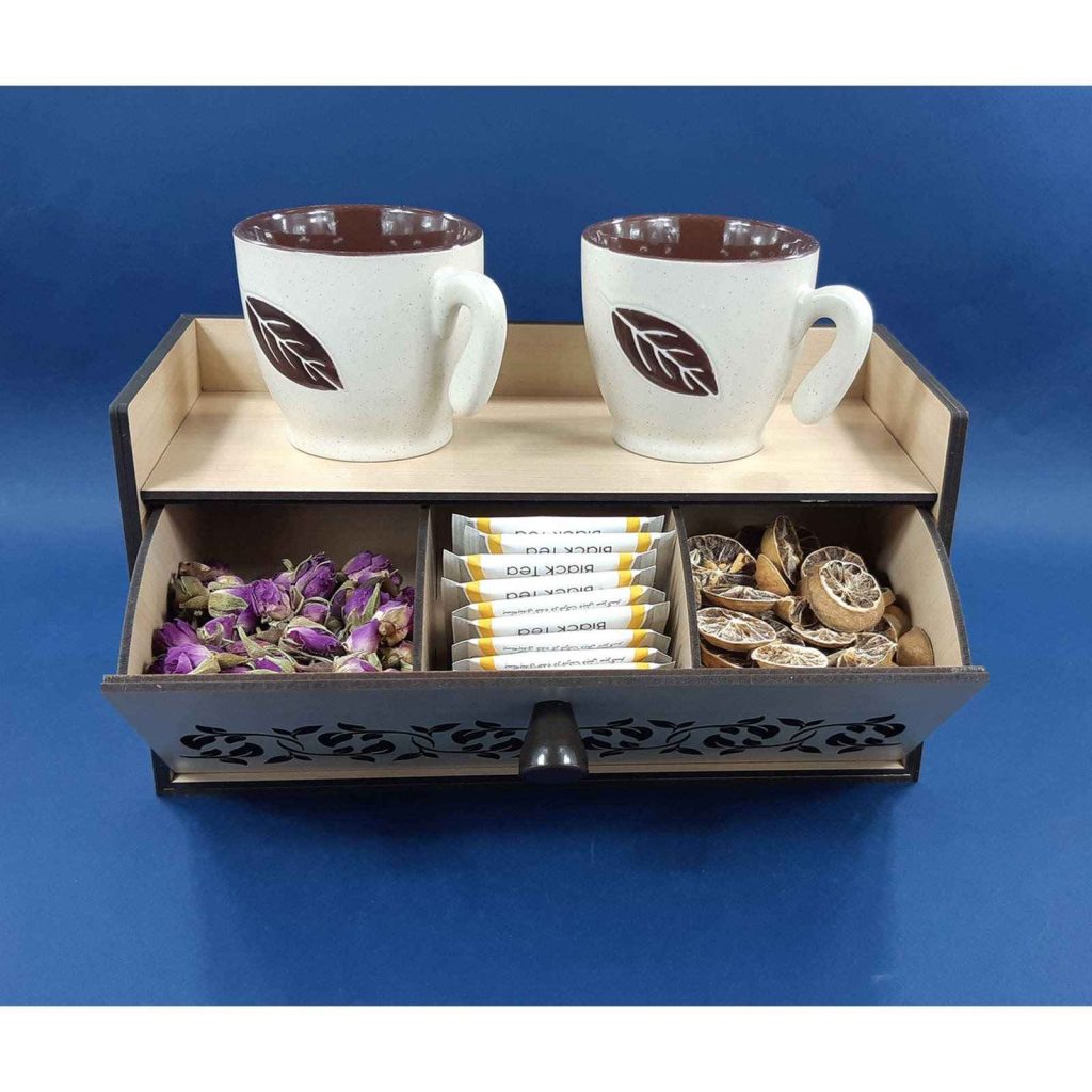 Vertical Wooden Tea Bag Holder Model Cream Color ShopiPersia