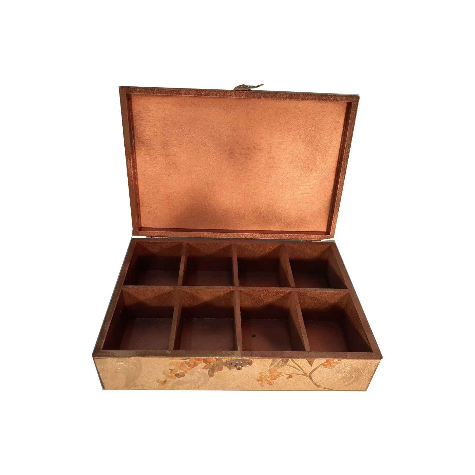 Wheat Design Tea Organizer – Wooden Compartments Inside