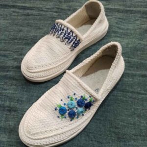 Giveh Shoes – Persian Handcrafted Breathable Footwear Blue Flower Model