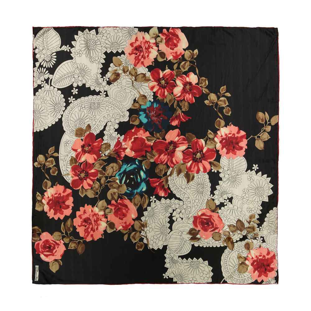 Floral Print Silk Scarf for Women – Luxe and Vibrant Simin Design