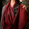 Persian Printed Silk Shawl Double Sided Artistic Calligraphy Khatoon