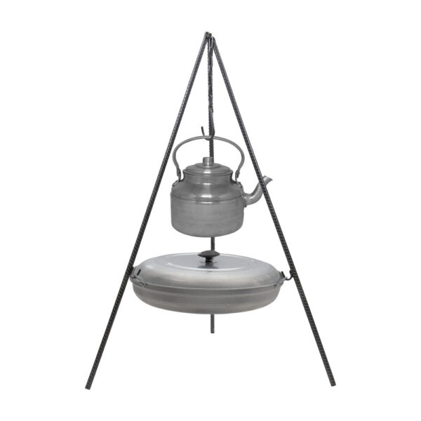 Cauldron Campfire Cooking Tripod with Pan & Kettle – Complete Set for Outdoor Meals