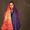 Persian Printed Silk Shawl Double Sided Artistic Calligraphy Shamlou