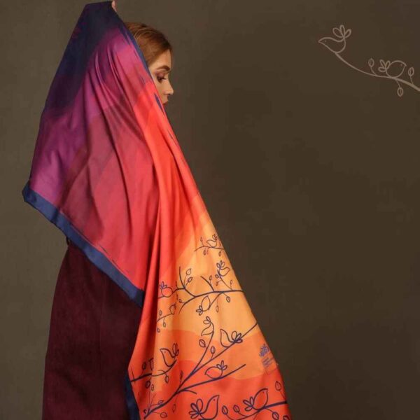 Iranian Double Sided Silk Shawl Model Shamlou