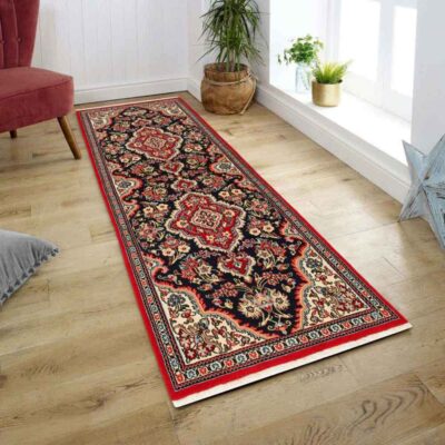 Intricately Hand-Knotted Persian Runner Carpet Isfahan Wool Shahreza