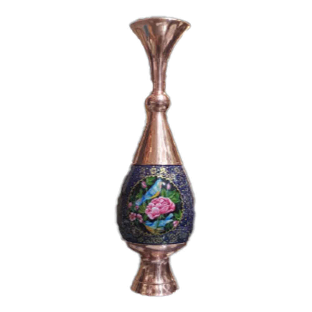 Decorative Copper Vase Hand-Painted with Persian Minakari Enamel Fariba