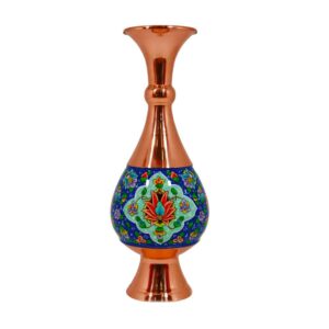 Iranian Mina-kari Copper Vase Model Leyli