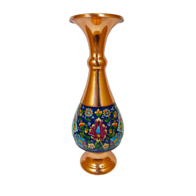 Decorative Copper Vase Hand-Painted with Persian Minakari Enamel Leyli