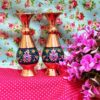 Decorative Copper Vase Hand-Painted with Persian Minakari Enamel Tahoora