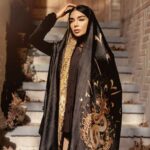 Persian Printed Silk Shawl Double Sided Artistic Calligraphy Poem