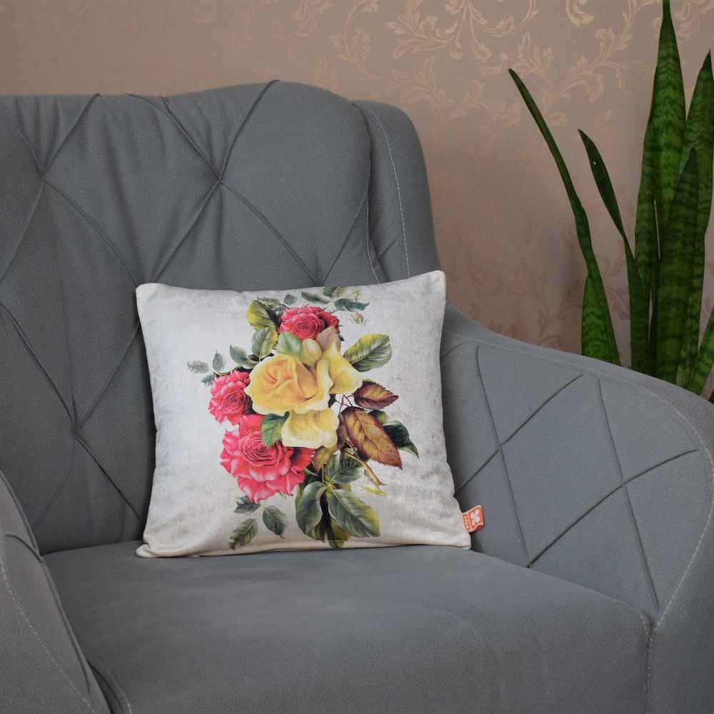 Velvet Printed Cushion Cover – Rose Design (Set of 2)