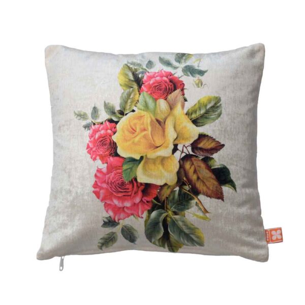 Velvet Printed Cushion Cover - Rose Design (Set of 2)