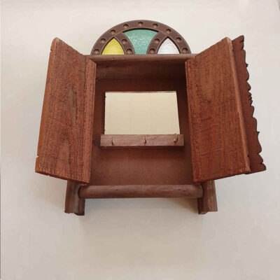 Handcrafted Persian Wooden Wall Key Holder with Traditional Style Door