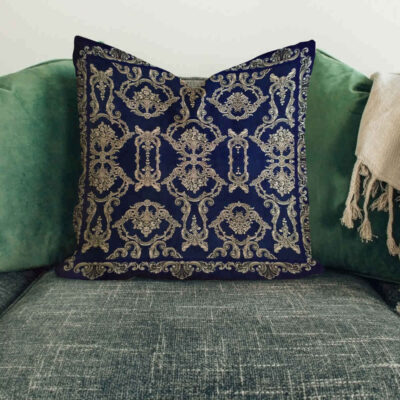 Ethnic Velvet Cushion Cover – Printed Termeh Design (Set of 2)