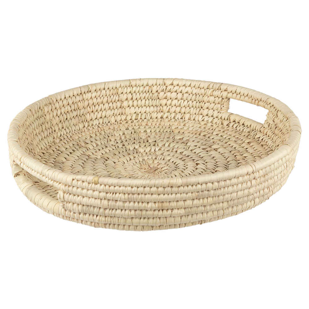 Persian Handwoven Palm Leaf Storage Basket with handles Model Mahya
