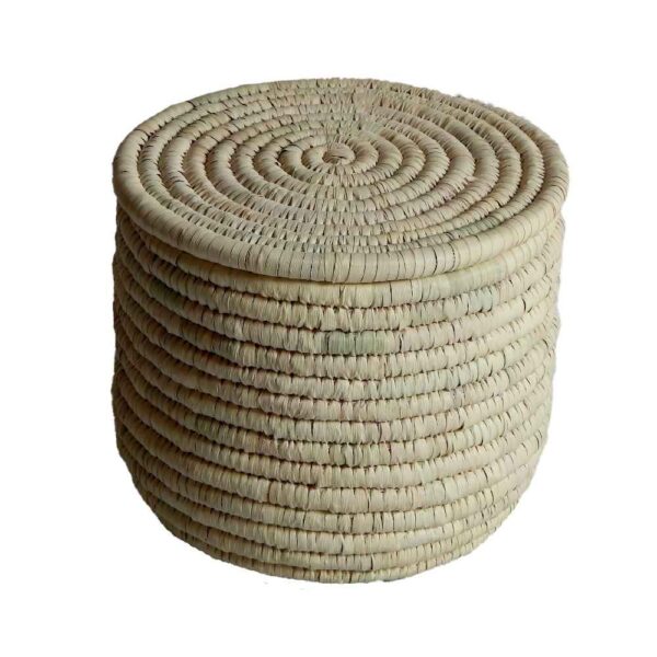 Persian Handwoven Palm Leaf Storage Basket with lid Model Soda