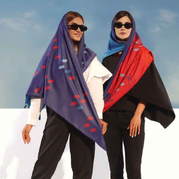 Silk Scarf for Women - Persian Artistic Print, Luxe and Vibrant Mohabat Design