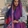 Persian Printed Silk Shawl Double Sided Artistic Calligraphy Sarnevesht