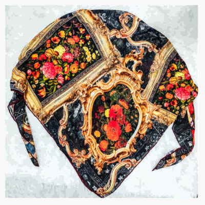 Floral Print Silk Scarf for Women – Luxe and Vibrant Taban Design