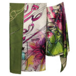 Persian Printed Silk Shawl Double Sided Artistic Calligraphy Atoosa