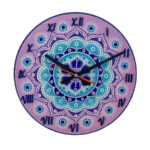 Stained Glass Wall Clock Floral Pattern Sana
