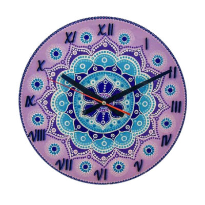 Stained Glass Wall Clock Floral Pattern Sana