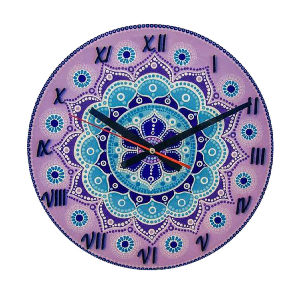 Stained Glass Wall Clock Floral Pattern Sana