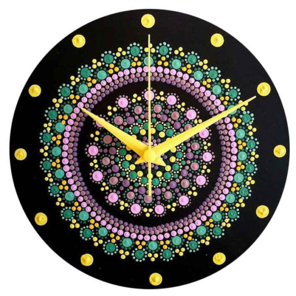 Stained Glass Wall Clock Dot Art Design Model Shab