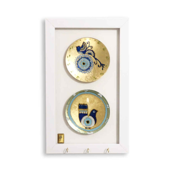 Decorative Wooden Wall Key Holder with the Deign Cheshm nazar