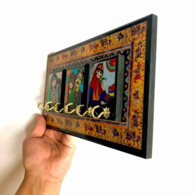 Handcrafted Persian Wooden Wall Key Holder Model Khatoon
