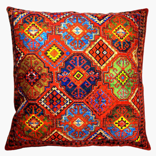 Ethnic Red Velvet Cushion Cover - Qashqai Design (Set of 2)