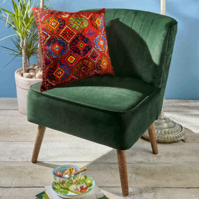 Ethnic Red Velvet Cushion Cover – Qashqai Design (Set of 2)