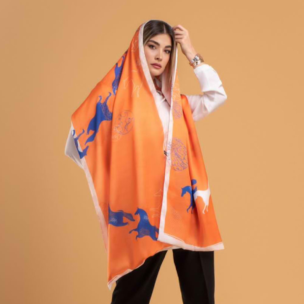 Persian Printed Silk Shawl Double Sided Artistic Calligraphy Rumi Poem