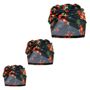 Set of 3 Head Scarf Turban Model Flower